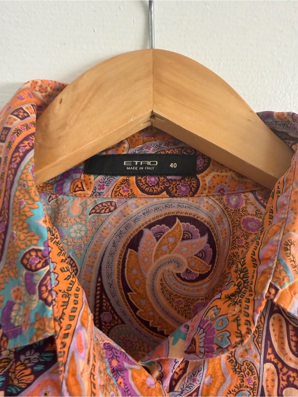 Etro Multicolor Orange Paisley Button-Down Shirt - Picture 5 of 6